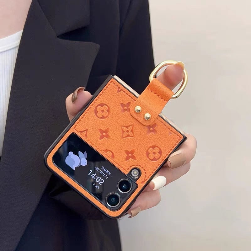 luxurious Fashion Lather Case For Z Flip 3 & 4