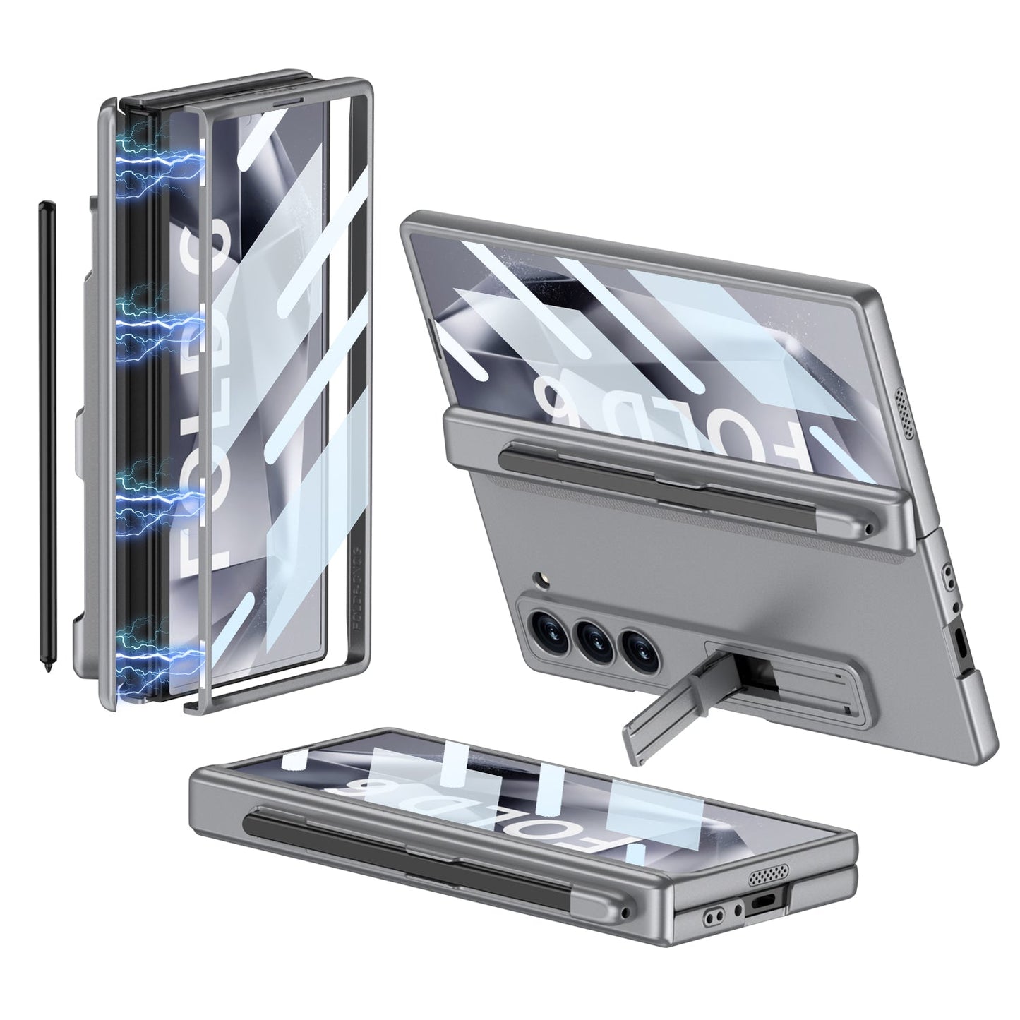Magnetic Hinge Hidden Bracket Case With Pen Slot For Galaxy Z Series
