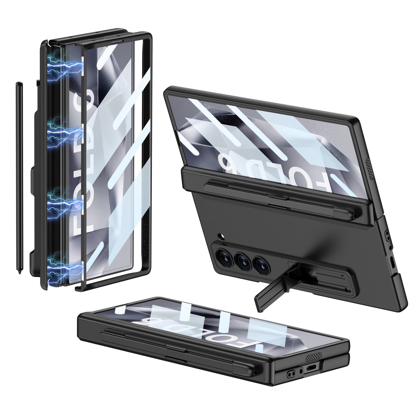 Magnetic Hinge Hidden Bracket Case With Pen Slot For Galaxy Z Series