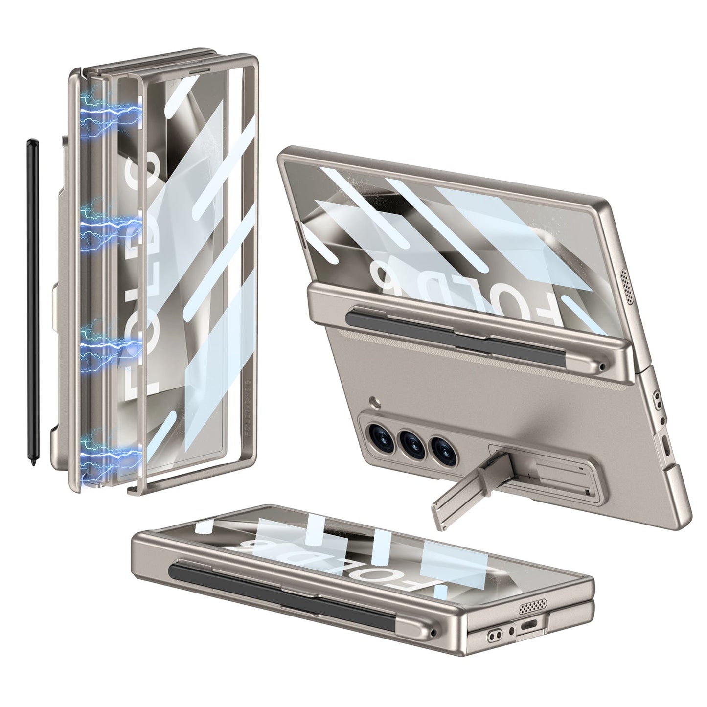 Magnetic Hinge Hidden Bracket Case With Pen Slot For Galaxy Z Series