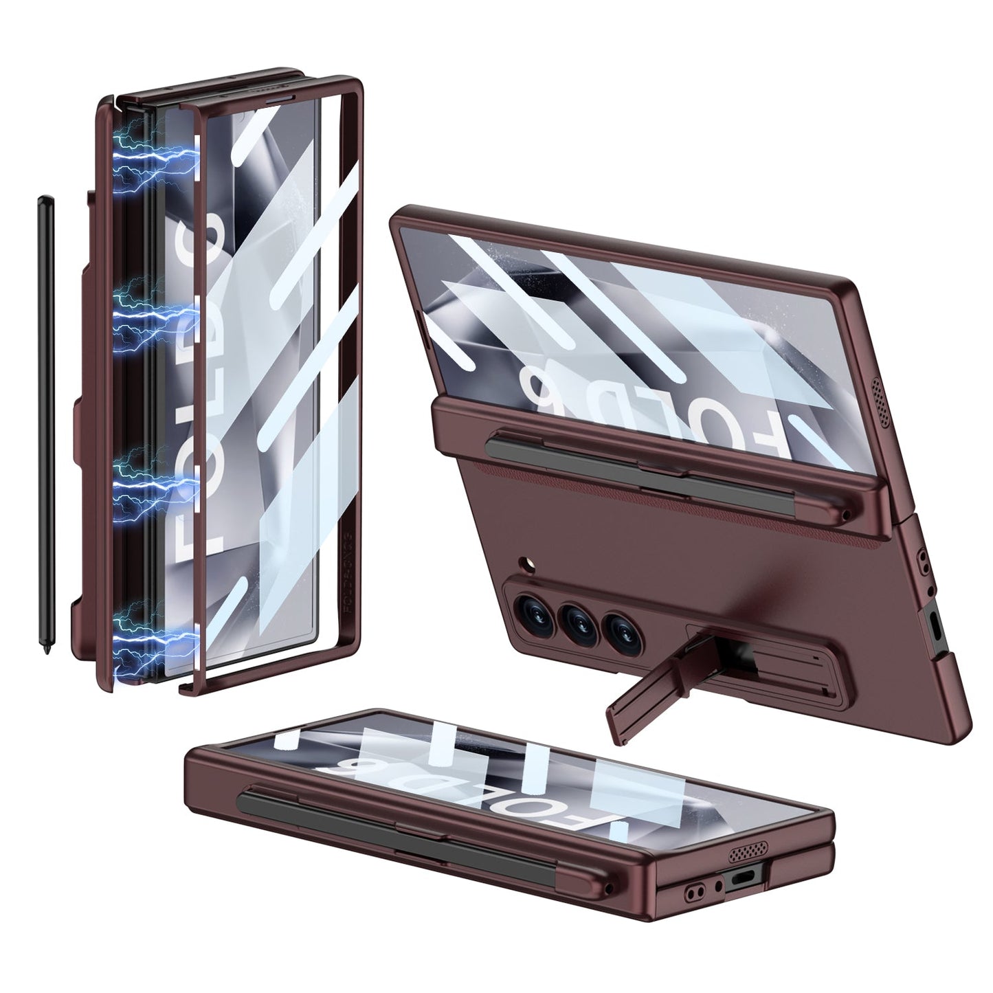 Magnetic Hinge Hidden Bracket Case With Pen Slot For Galaxy Z Series