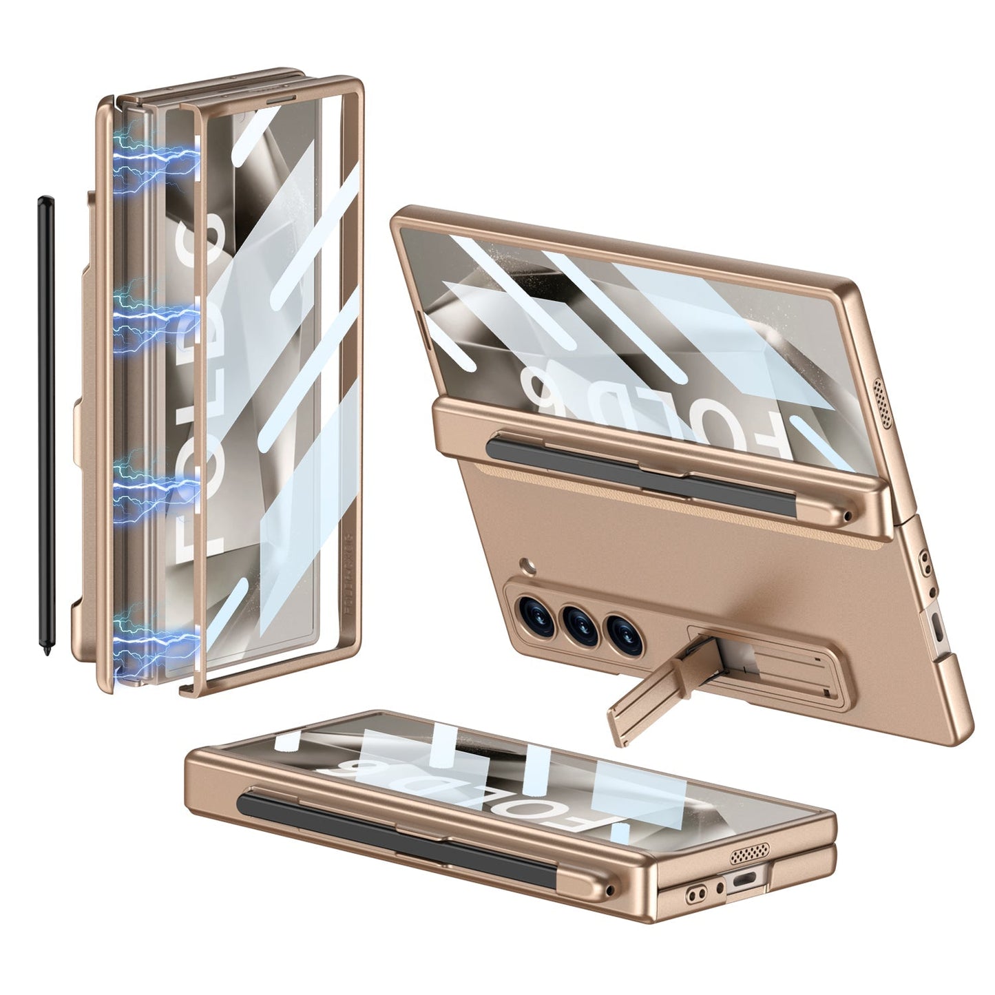 Magnetic Hinge Hidden Bracket Case With Pen Slot For Galaxy Z Series