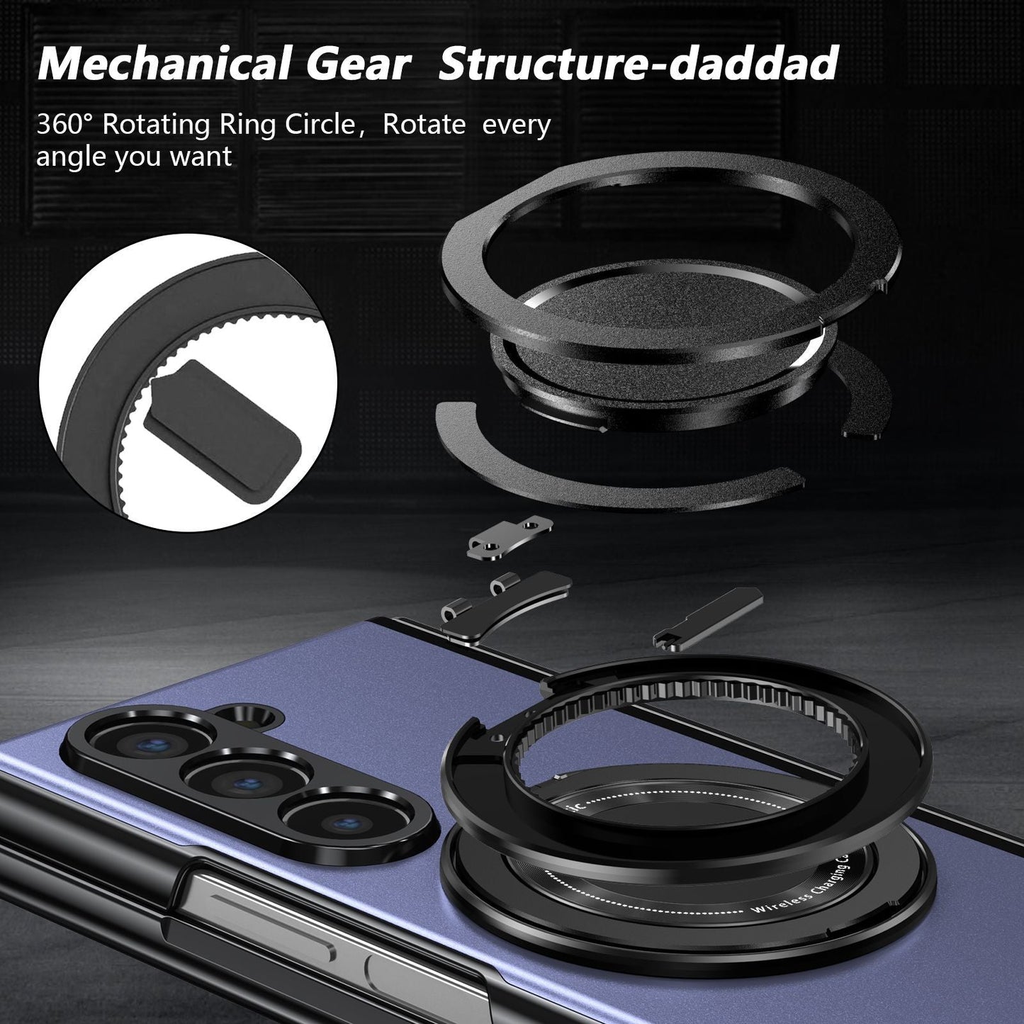 360° Magnetic Bracket Shockproof Case With Screen Protector For Galaxy Z Fold