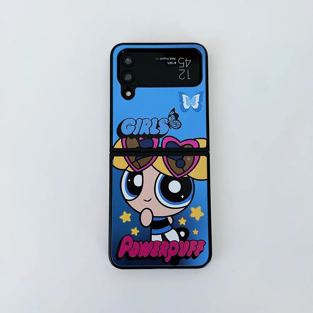 Cartoon Powerpuffs Girls with Bracelet Phone Case for Samsung Galaxy Z Flip Case