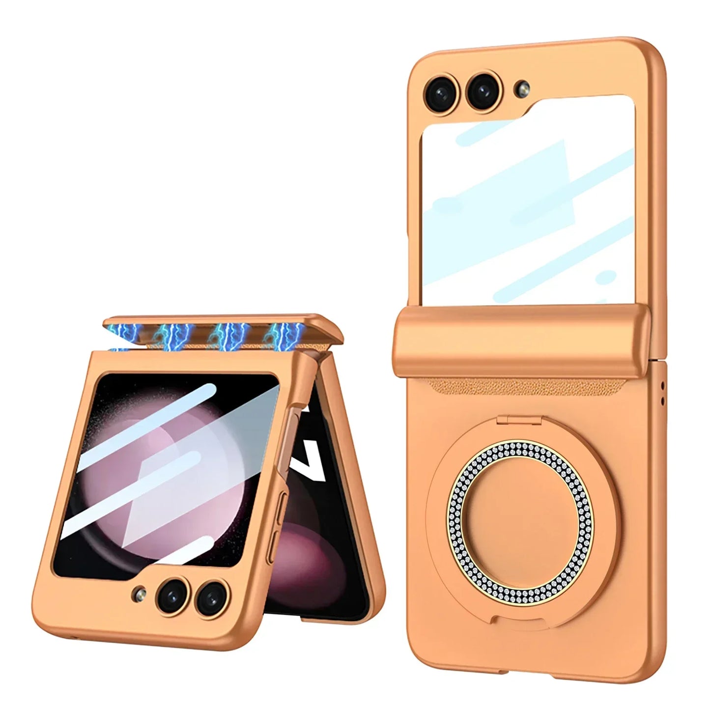 Luxury Magnetic Wireless Charging Case For Z Flip 5