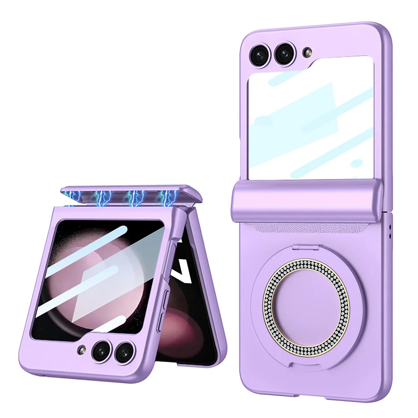 Luxury Magnetic Wireless Charging Case For Z Flip 5