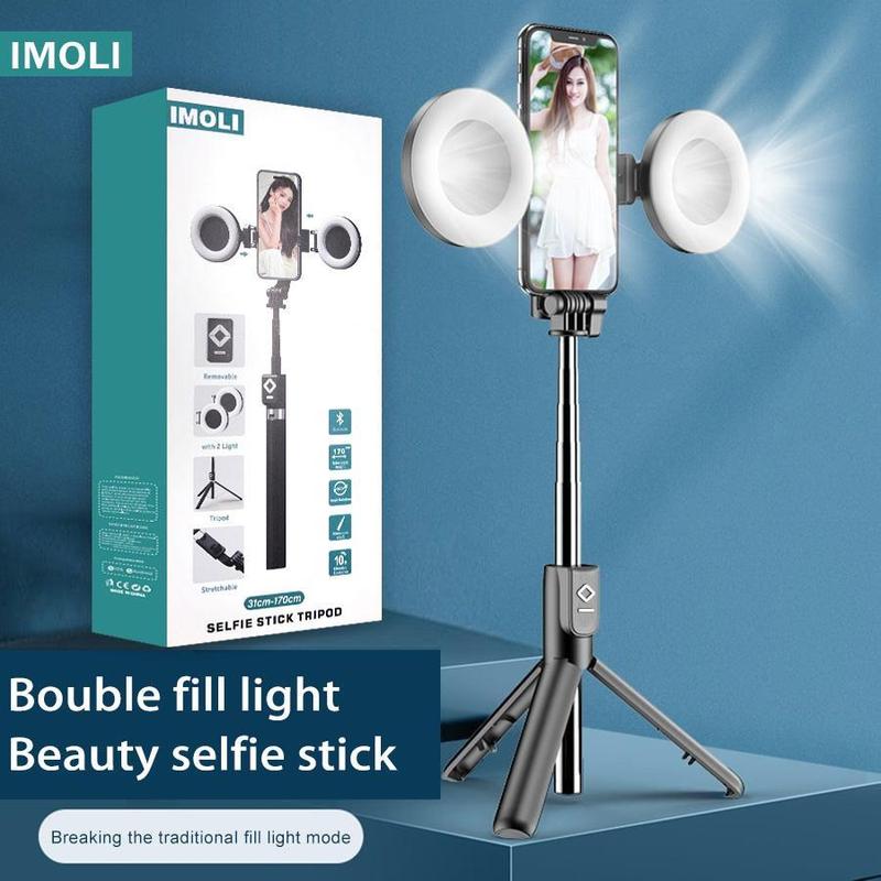 3-in-1 Selfie Stick Tripod with Dual Fill Lights – Extendable & Portable